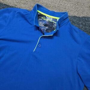 Robert Graham Blue Polo Shirt Men’s Medium Classic Fit Made in Korea Embroidered